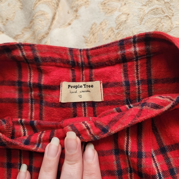People Tree Fair Trade Red Plaid Tunic Dress size 4 - Picture 7 of 8